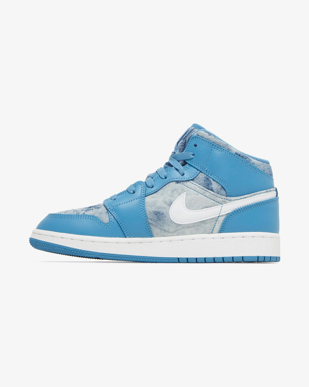 Nike Jordan 1 Mid GS Washed Denim sneaker, side profile view