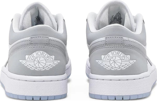 Wmns Air Jordan 1 Low White Wolf Grey sneaker, top lace-up view