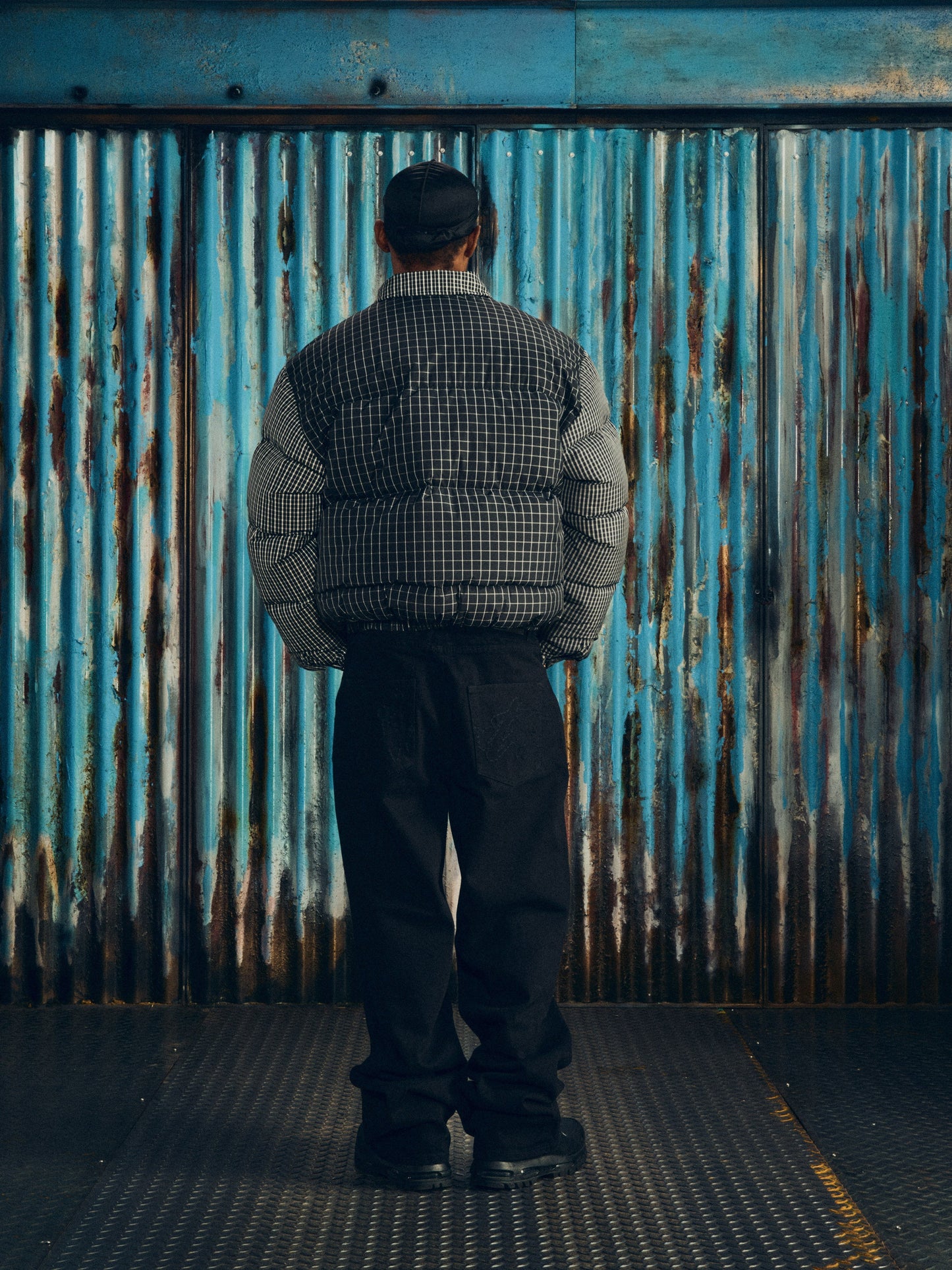 Corteiz Black Down Collar Bolo Jacket, Black Plaid, close-up of Allstarz logo lining