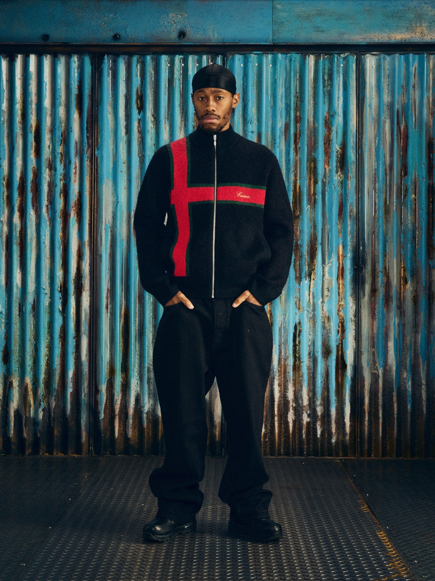 Corteiz Lux Knit Zip Up Jacket - Black