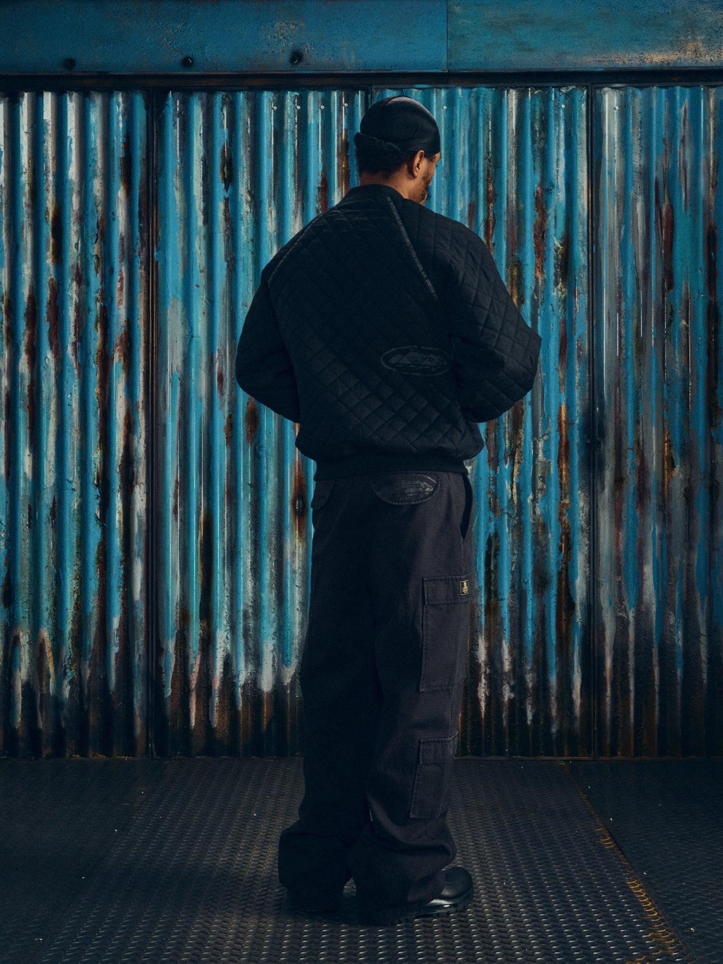 Corteiz Black Quilted Cotton Exchange Bomber Jacket