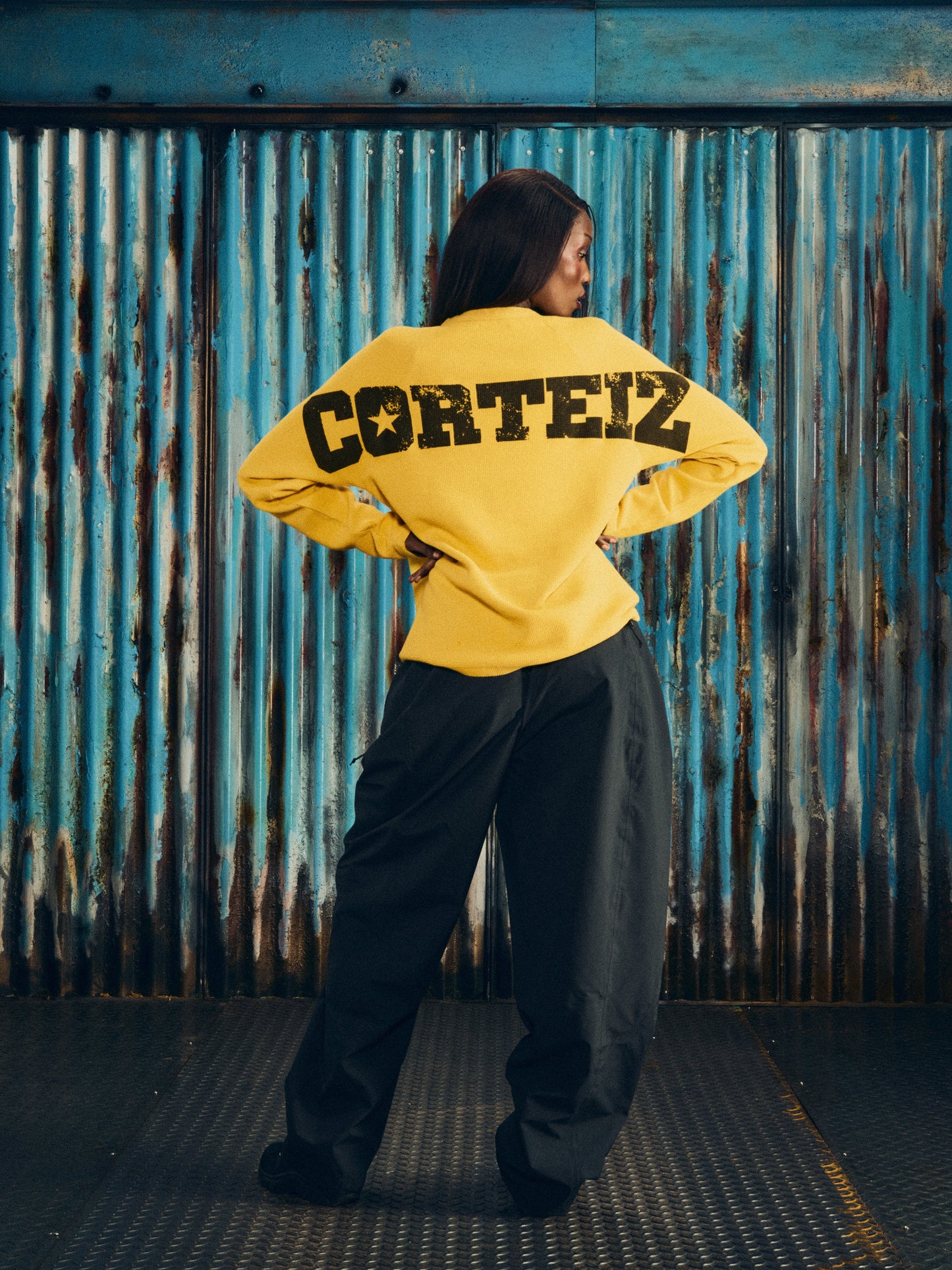 Corteiz Star Raglan Waffle Thermal Shirt - Yellow