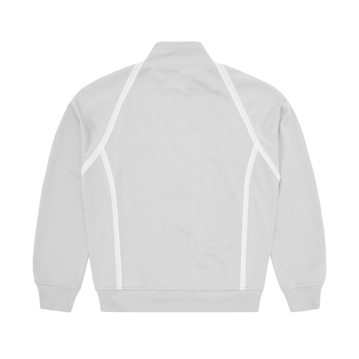 Corteiz Grey Poly Tricot Consigliere Track Jacket, back view showing woven taping detail