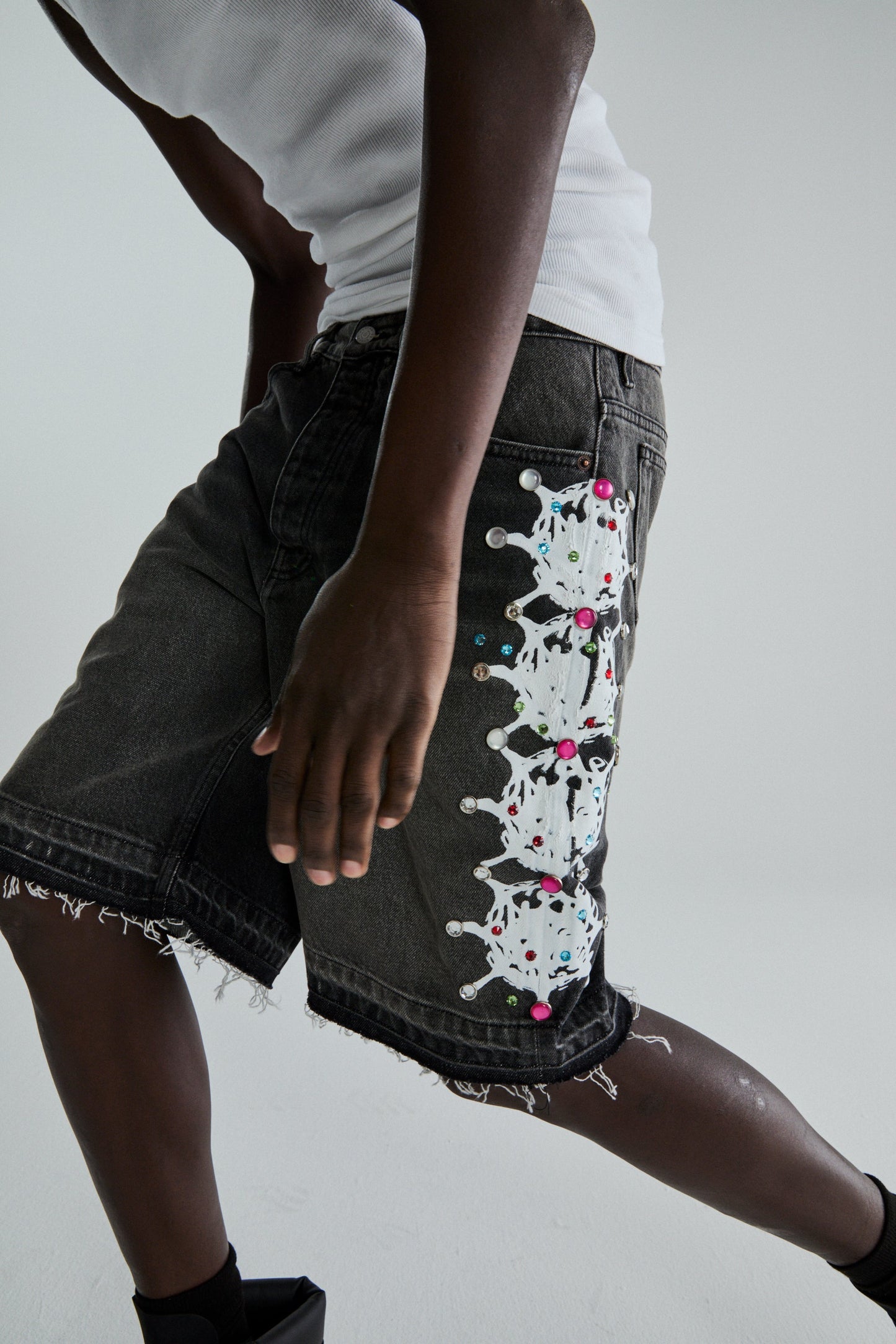 SP5DER Web Stone Denim Short in Black Wash