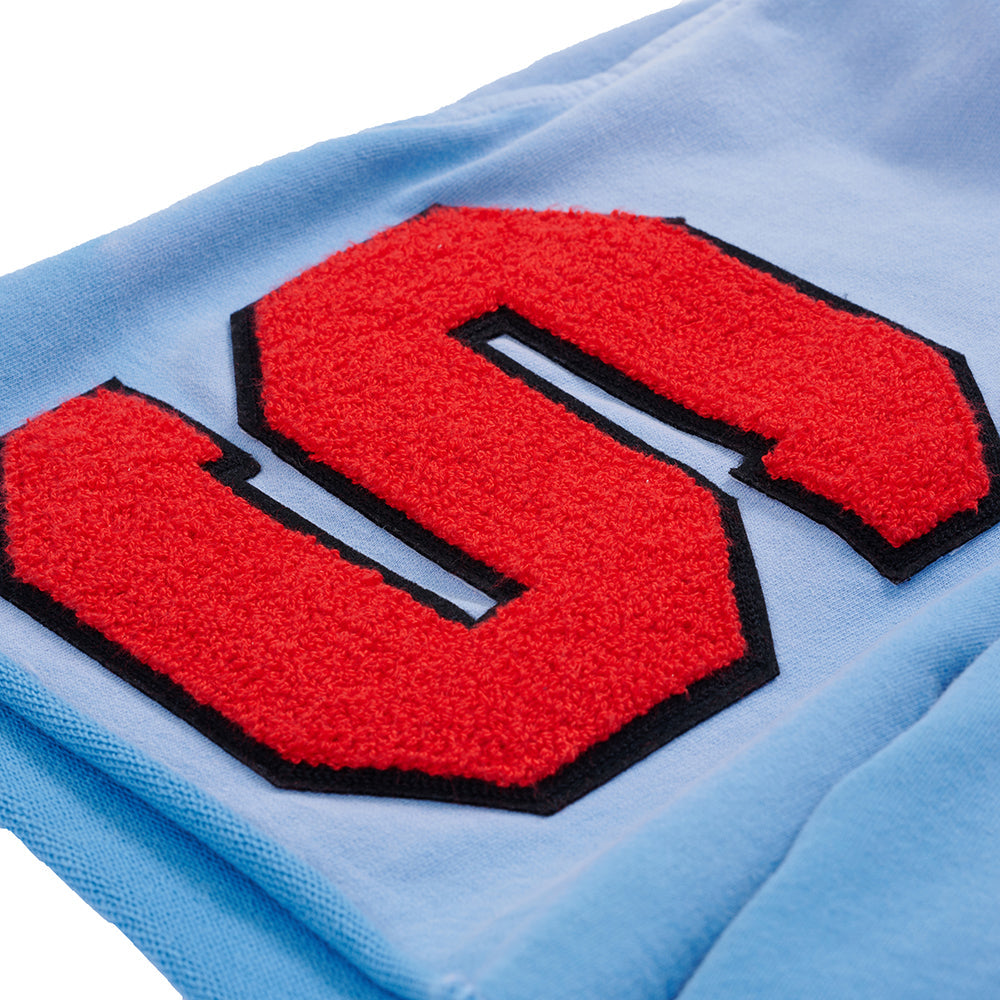 Additional angle view of SP5DER Cut Sweatshort in Blue