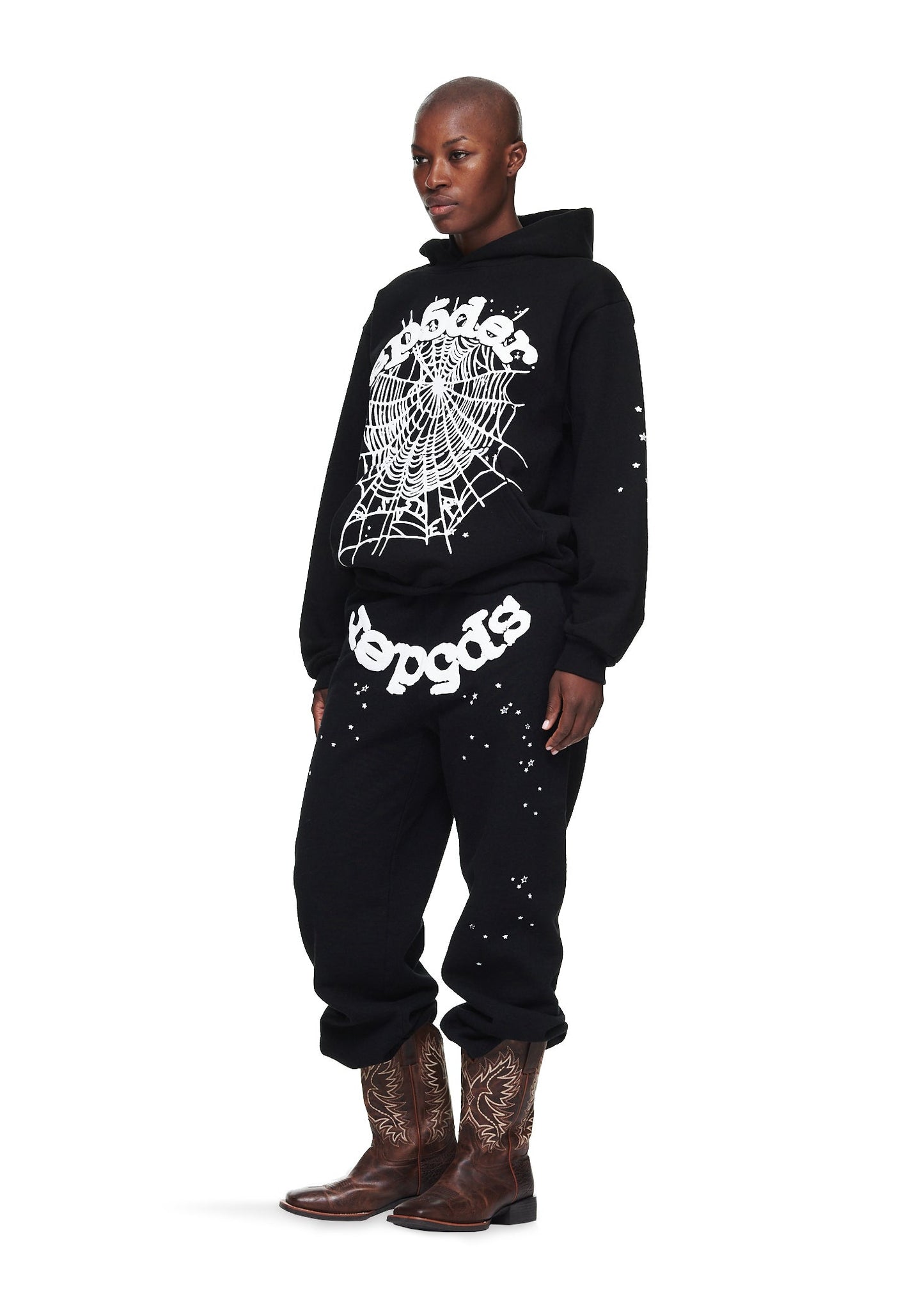 SP5DER OG Web Hoodie – Black - Detail View 4