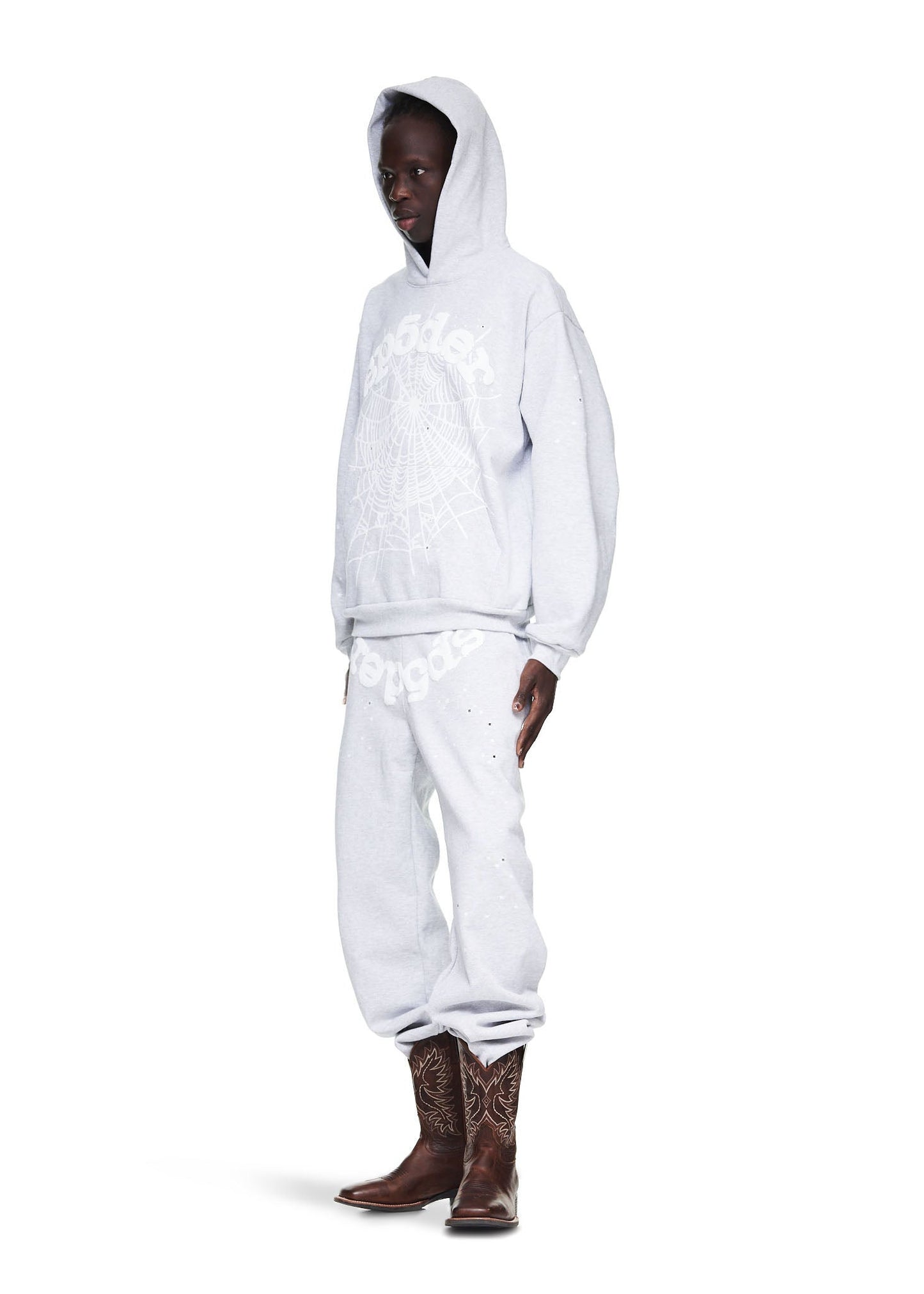 SP5DER OG Web Hoodie – Heather Grey - Detail View 5