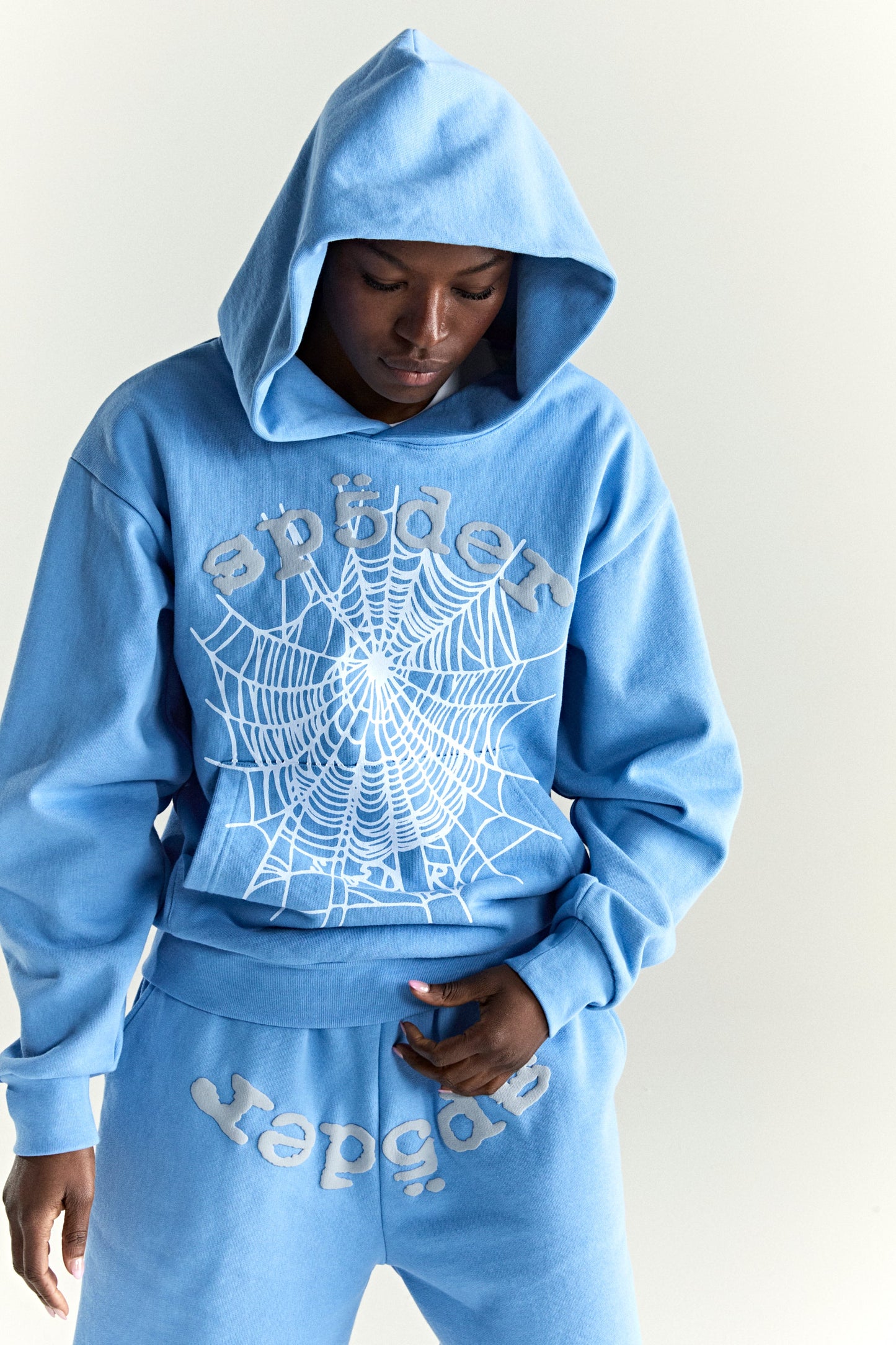 SP5DER OG Web V2 Hoodie - Dusty Blue - Detail View 14