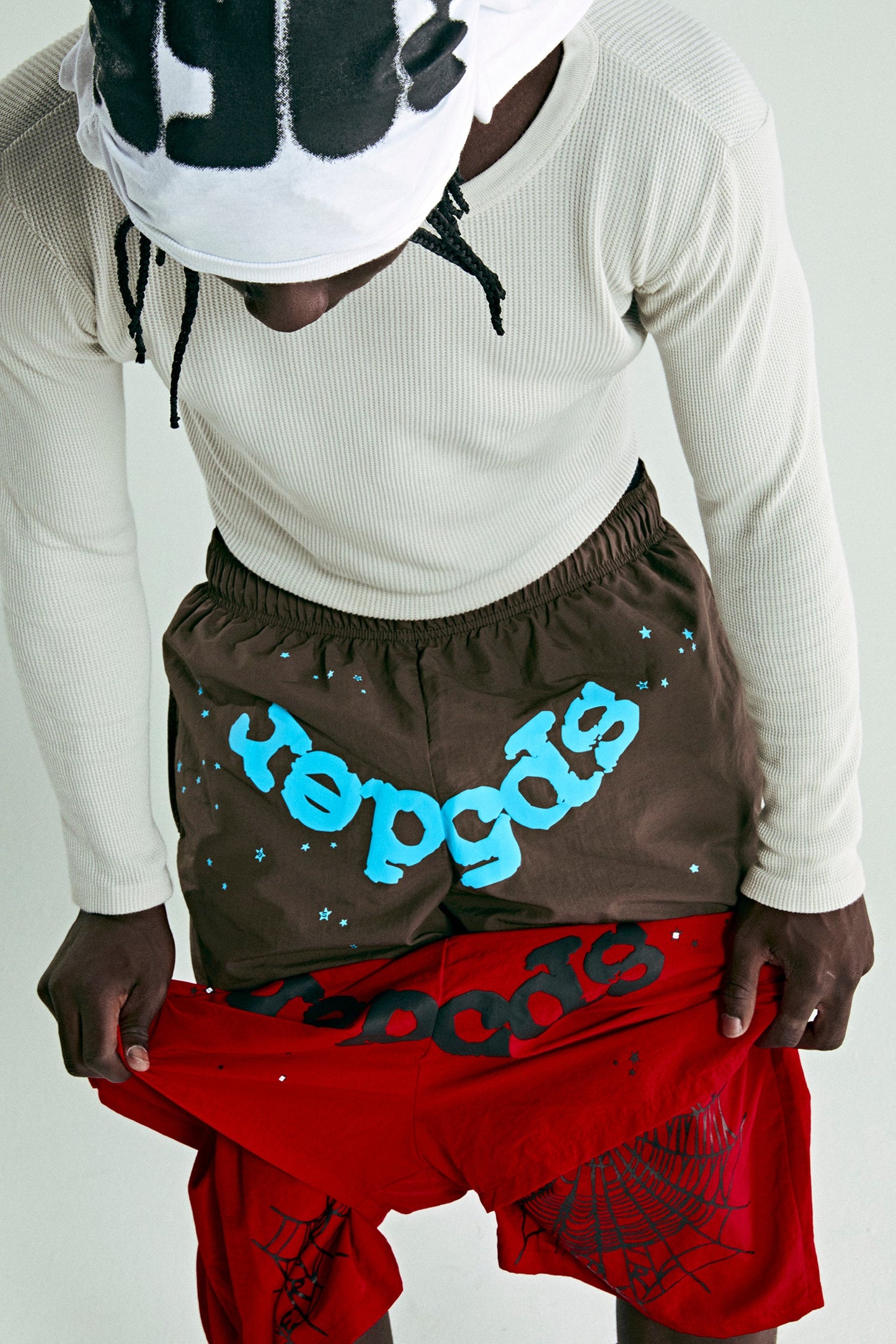 SP5DER OG Web Double Layer Short in Brown (Classic)