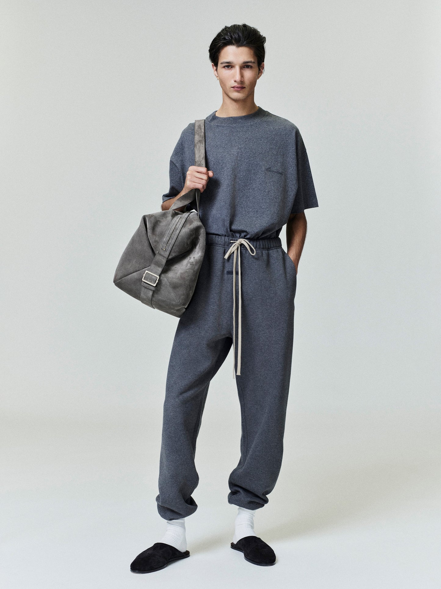Men's Grey Cotton Fleece Tapered Sweatpant