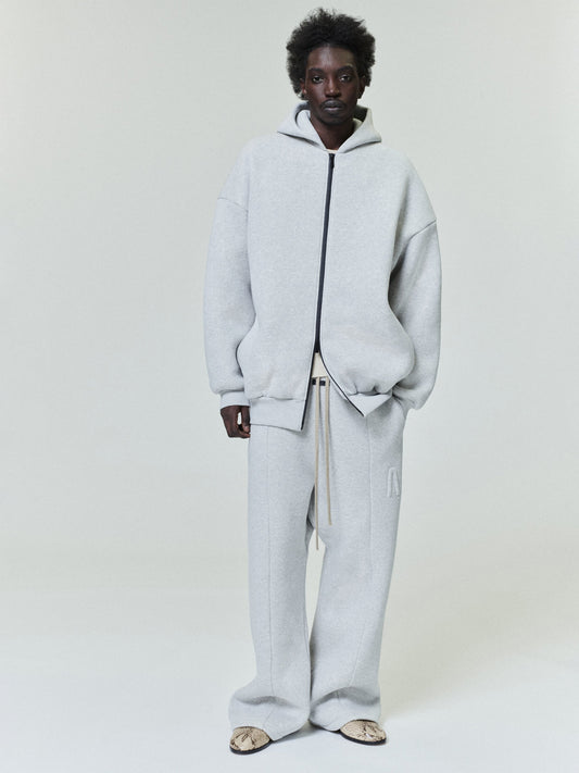 Fear of God Athletics Full-Zip Hoodie – Melange Grey, Men's Cotton Blend Fleece