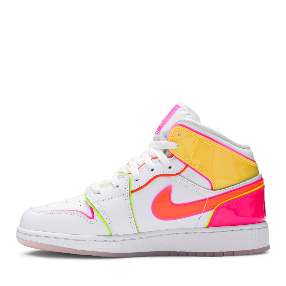 Air Jordan 1 Mid GS Edge Glow sneaker, side profile view