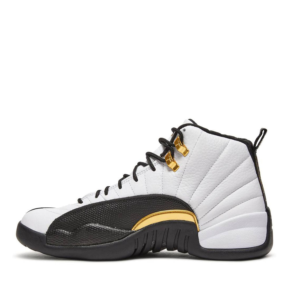 Air Jordan 12 Royalty Taxi sneaker, side profile view