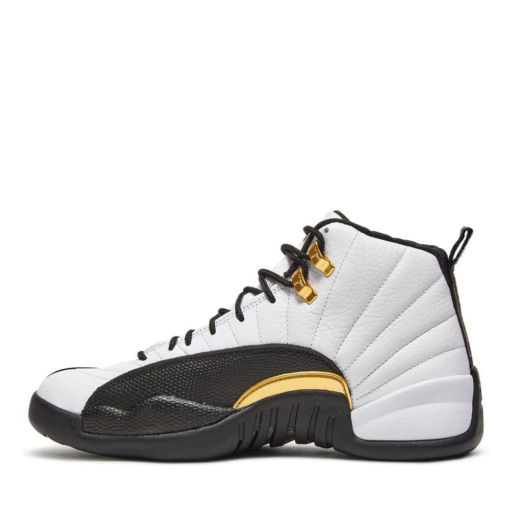 Air Jordan 12 Royalty Taxi sneaker, side profile view