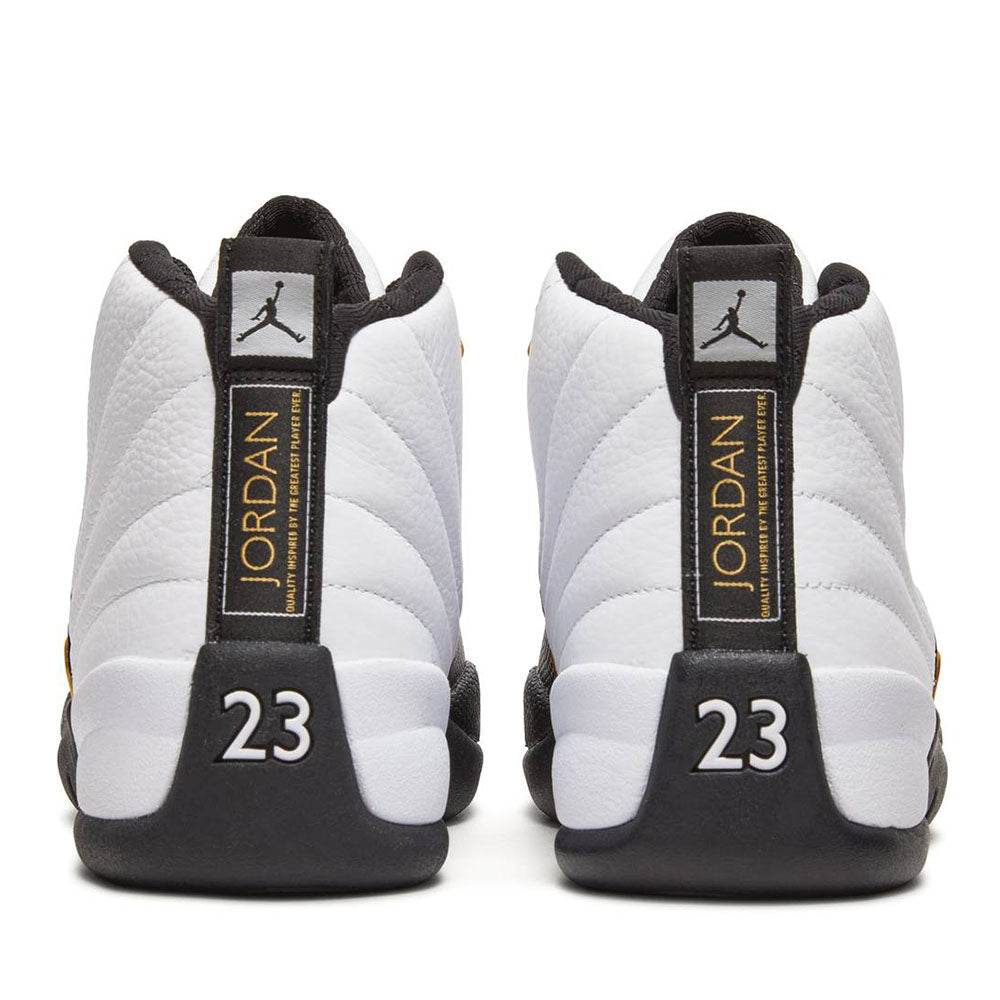 Air Jordan 12 Royalty Taxi sneaker, angled sole view