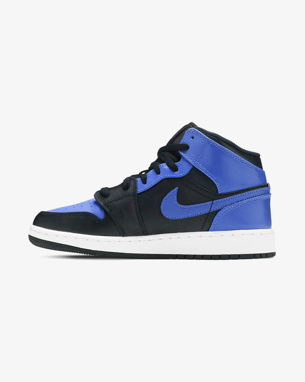 Air Jordan 1 Mid Hyper Royal Blue GS 2020 sneaker, side profile view