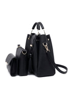 Bag It Alexa 3-Piece Vegan Leather Handbag Set - Black