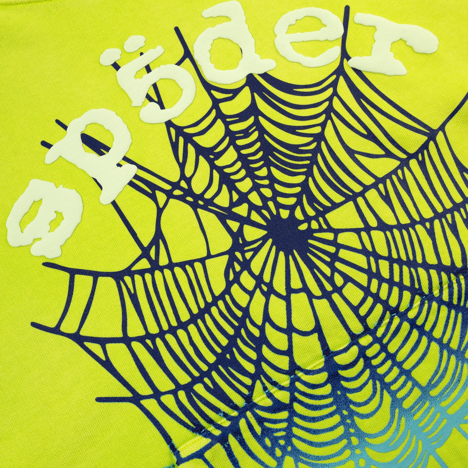 SP5DER OG Web V2 Gradient Hoodie - Acid Green - Detail View 1