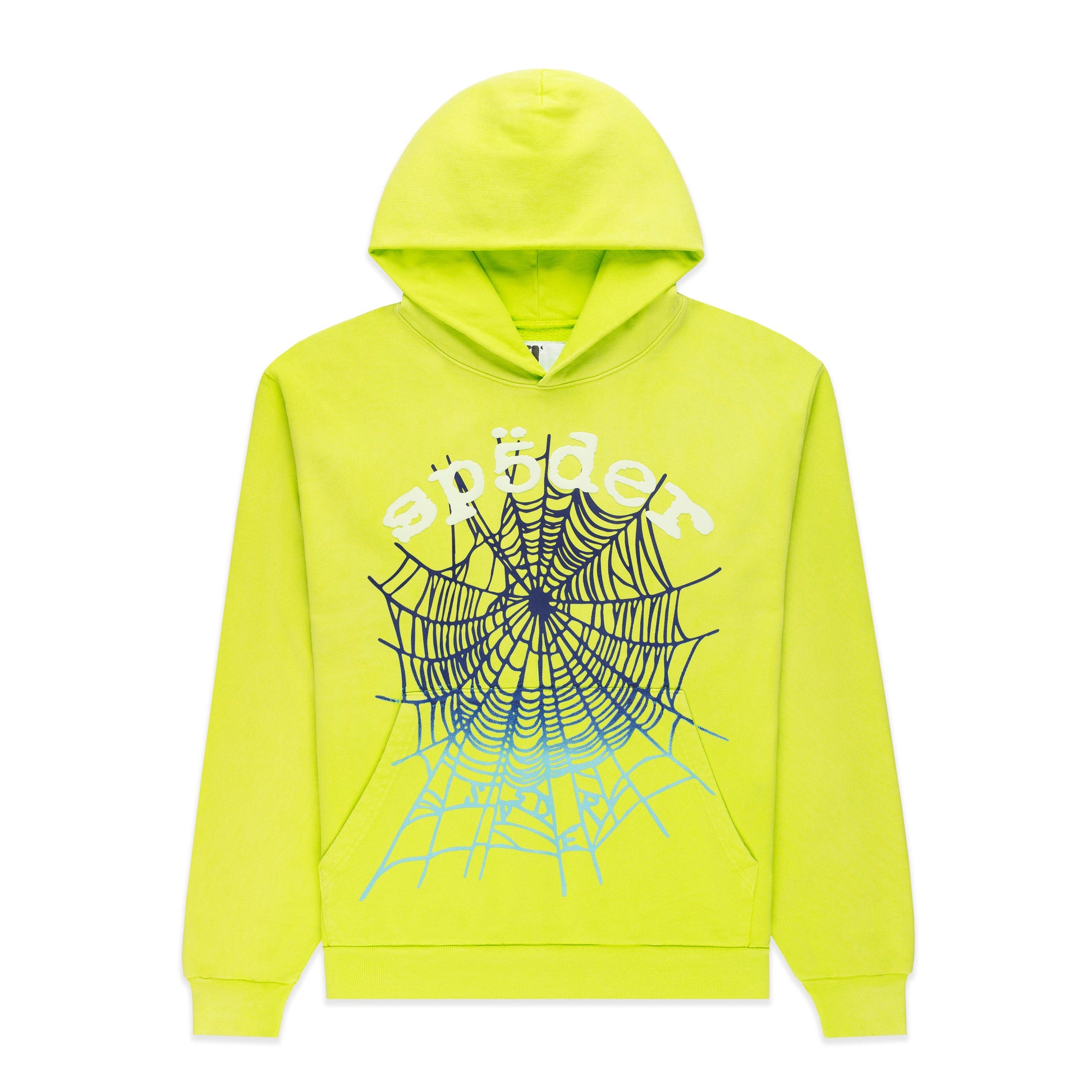 SP5DER OG Web V2 Gradient Hoodie - Acid Green - Front View