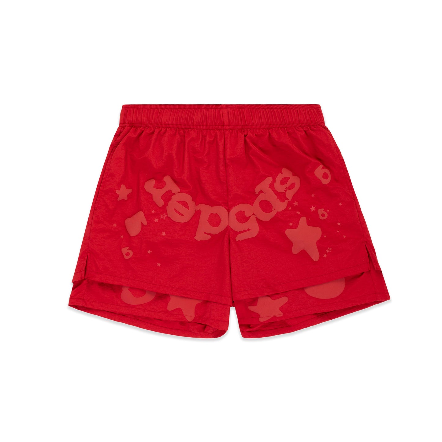 Front view of SP5DER Beluga Double Layer Short in Red