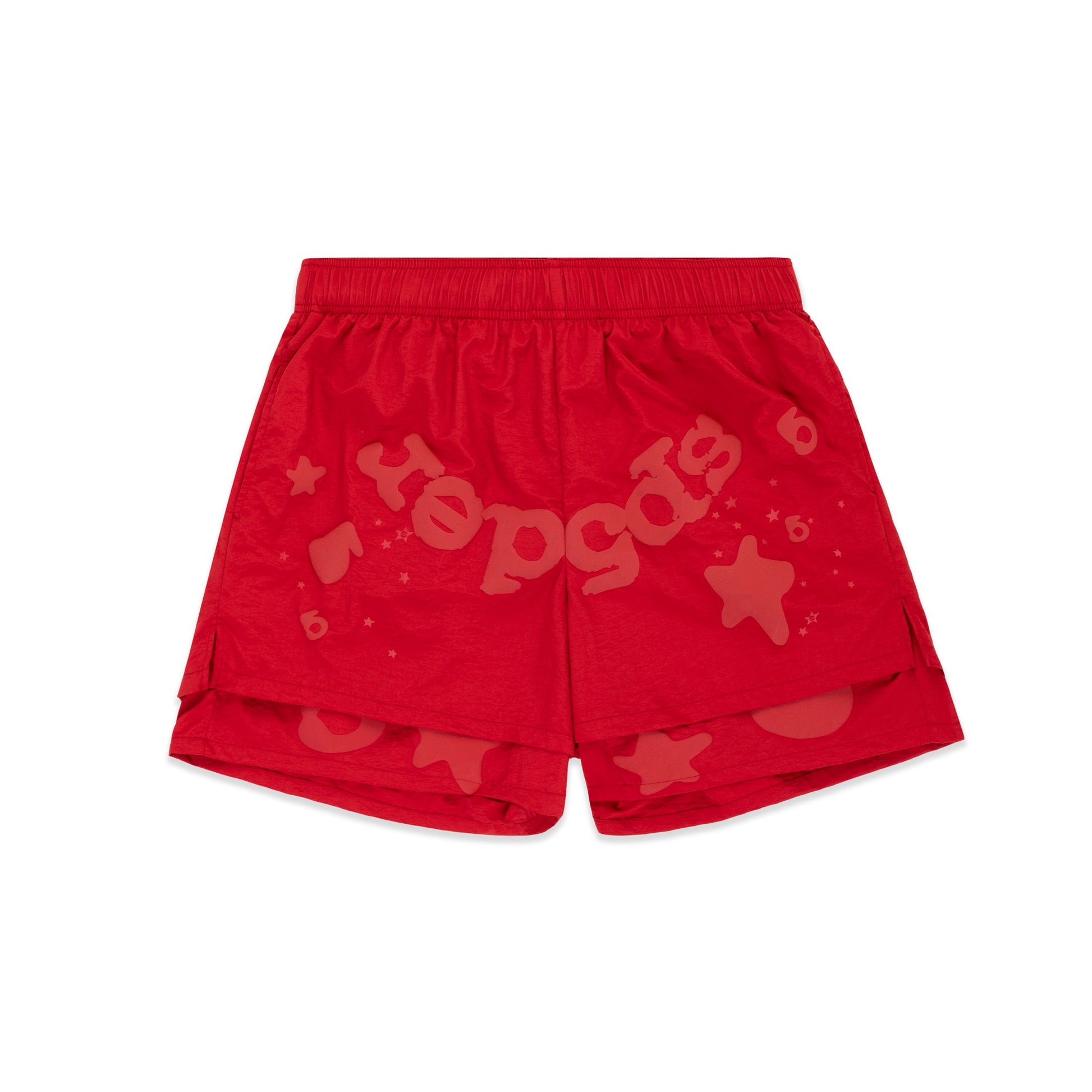 Front view of SP5DER Beluga Double Layer Short in Red