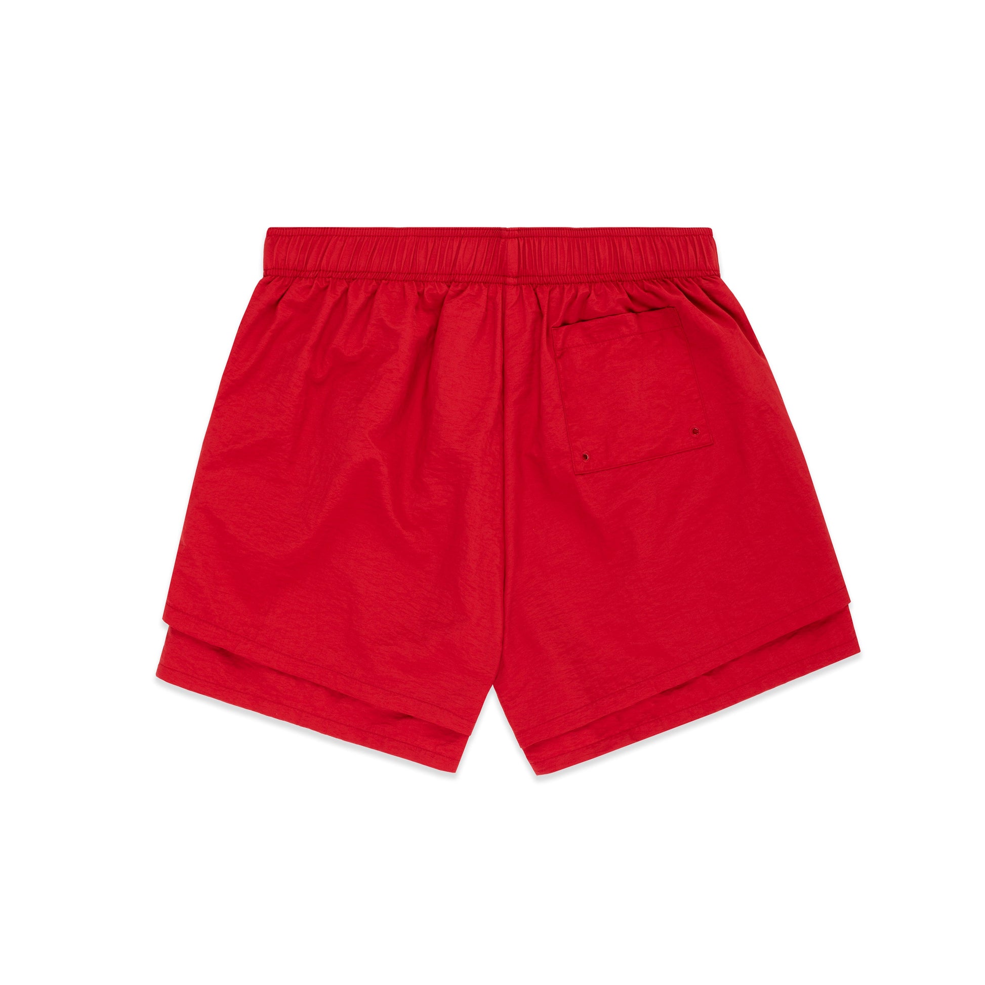 Back view of SP5DER Beluga Double Layer Short in Red