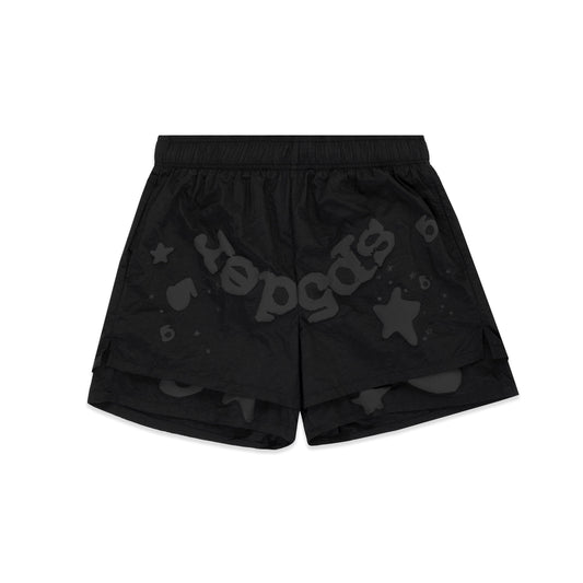 Front view of SP5DER Beluga Double Layer Short in Black