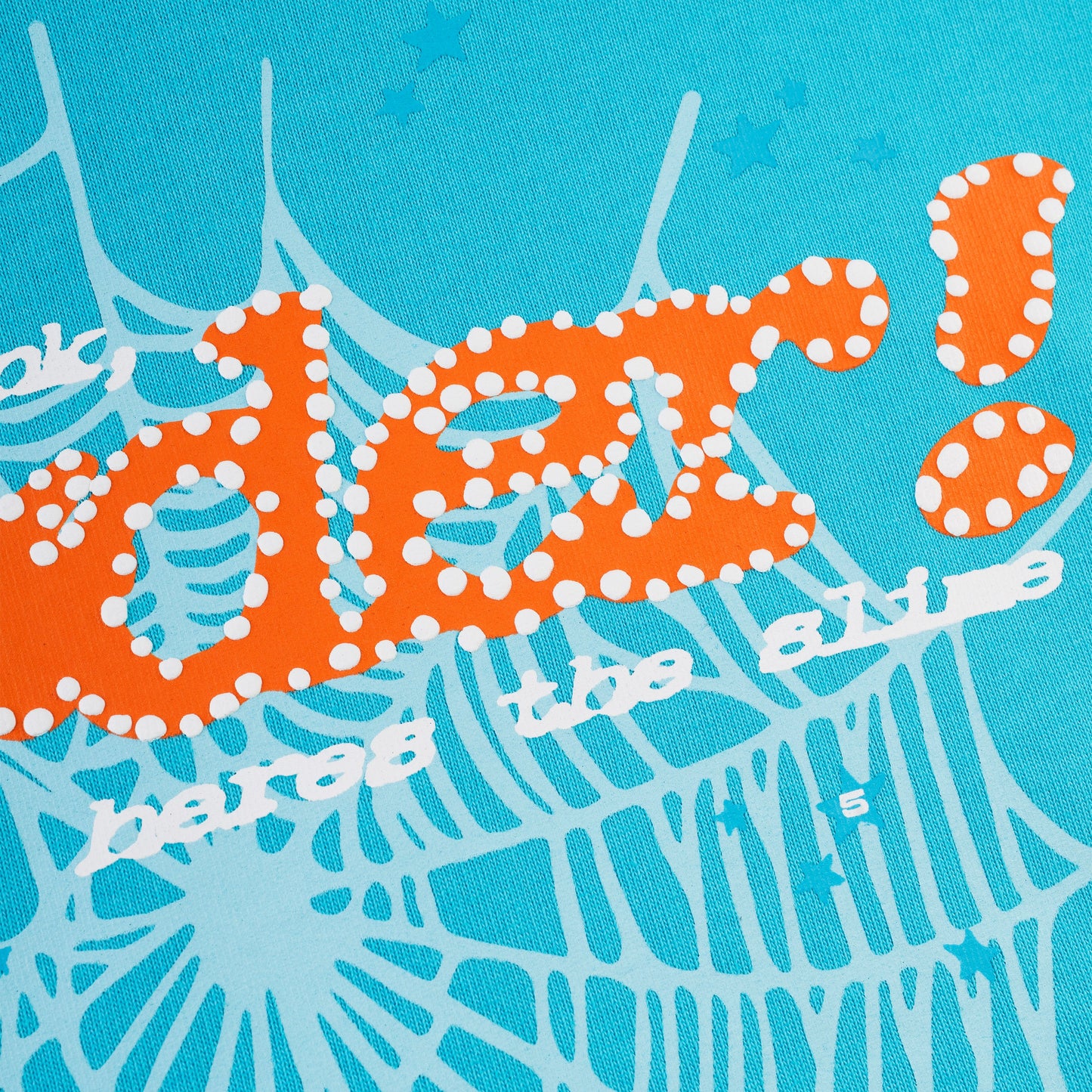 SP5DER Punk V2 Star Print Hoodie - Cyan - Detail View 3