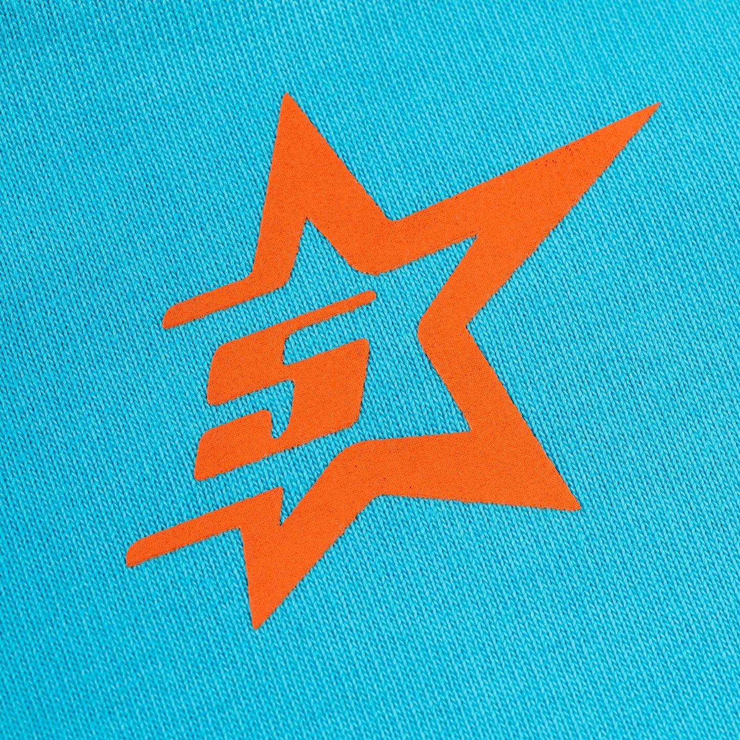 SP5DER Punk V2 Star Print Hoodie - Cyan - Detail View 9