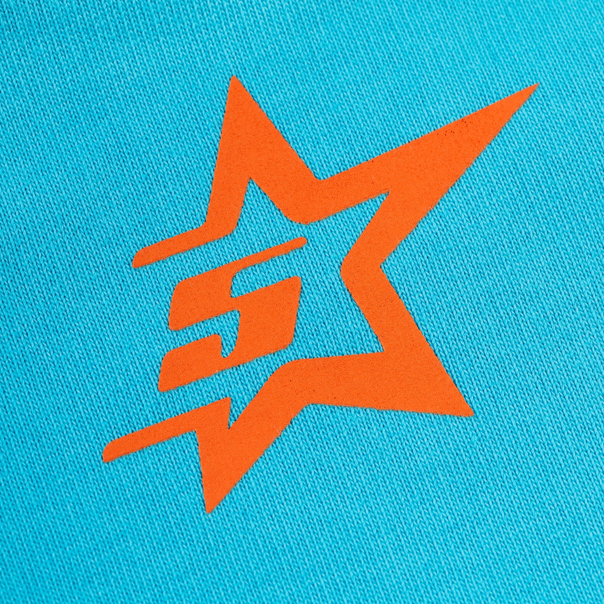 SP5DER Punk V2 Star Print Hoodie - Cyan - Detail View 9