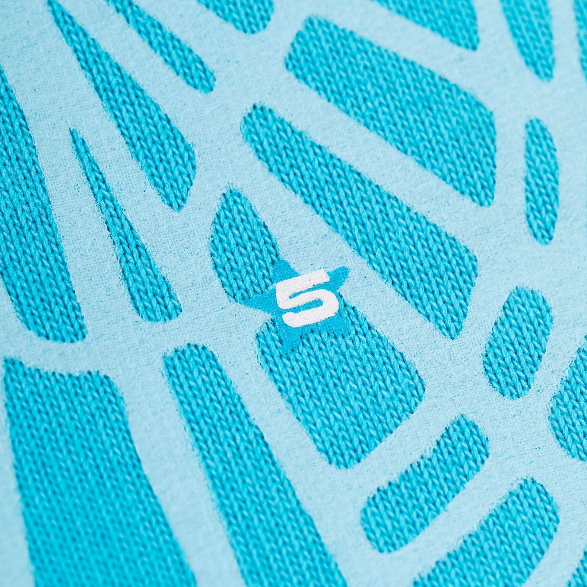 SP5DER Punk V2 Star Print Hoodie - Cyan - Detail View 8