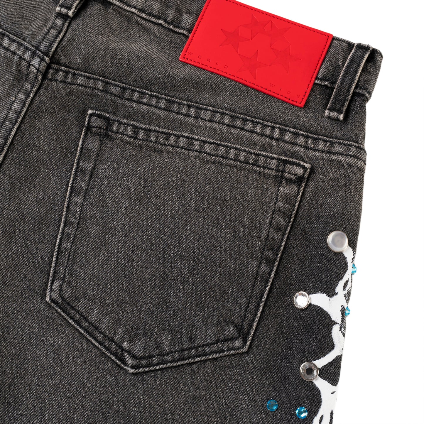 SP5DER Web Stone Denim Short in Black Wash