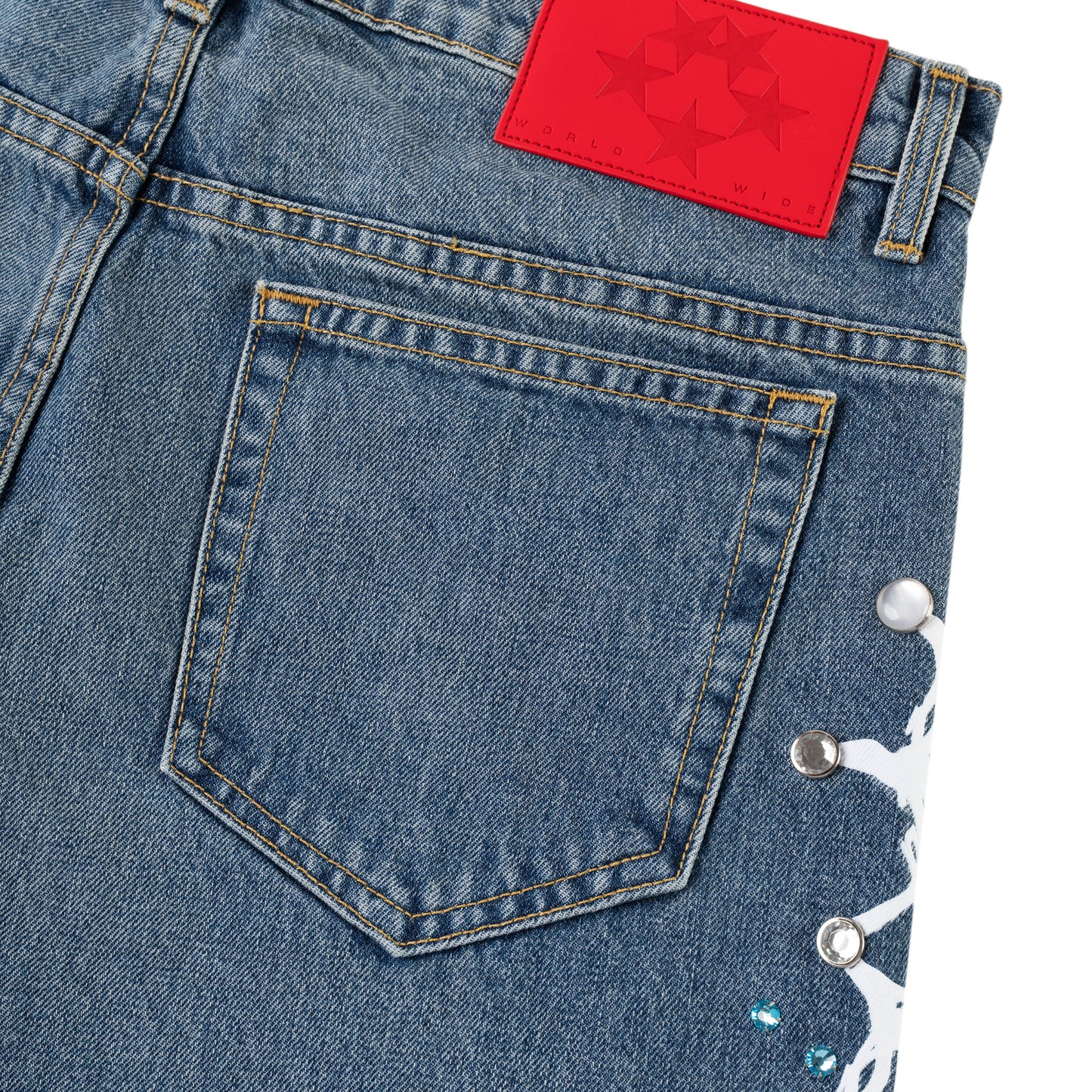 SP5DER Web Stone Denim Short in Light Blue Wash