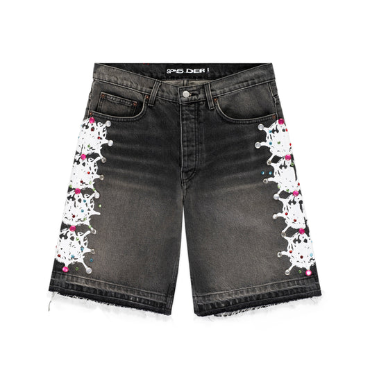 SP5DER Web Stone Denim Short in Black Wash