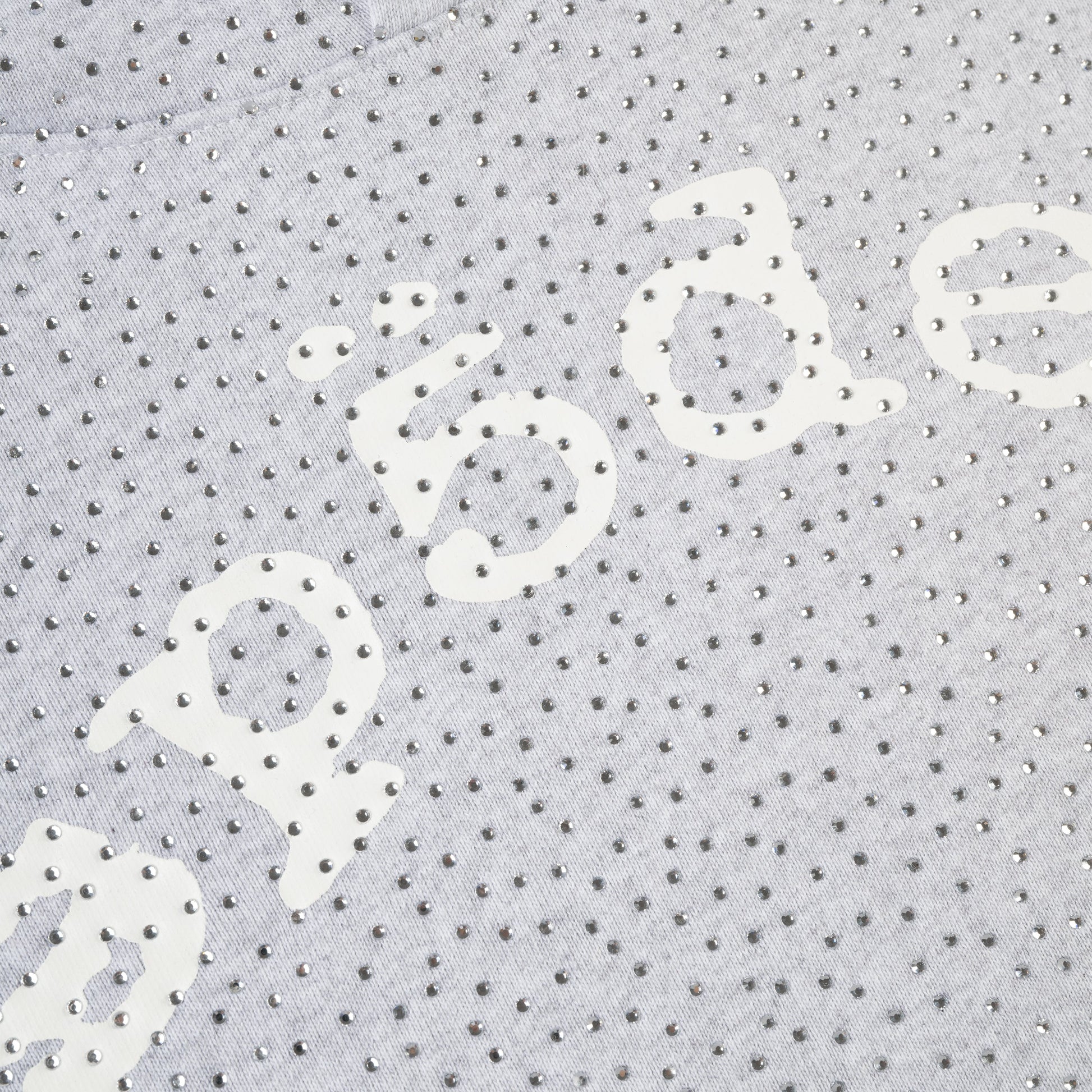 SP5DER VVS Rhinestone Hoodie - Heather Grey - Detail View 1