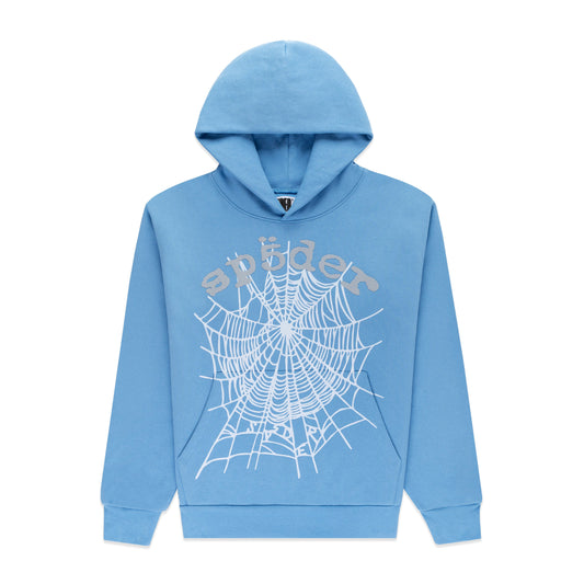 SP5DER OG Web V2 Hoodie - Dusty Blue - Front View