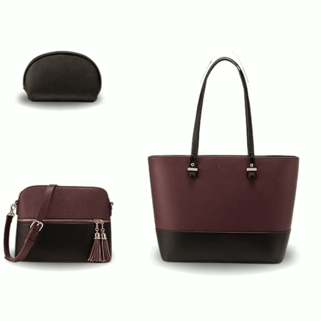 Bag It Grace Two-Tone Handbag - Brown and Black Vegan Leather