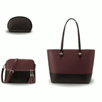Bag It Grace Two-Tone Handbag - Brown and Black Vegan Leather
