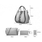 Bag It Capri 4-Piece Handbag Set – Black Vegan Leather Tote, Satchel and Crossbody Bag