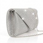 Bag It Women Silver Sparkling Glitter Envelope Evening Clutch