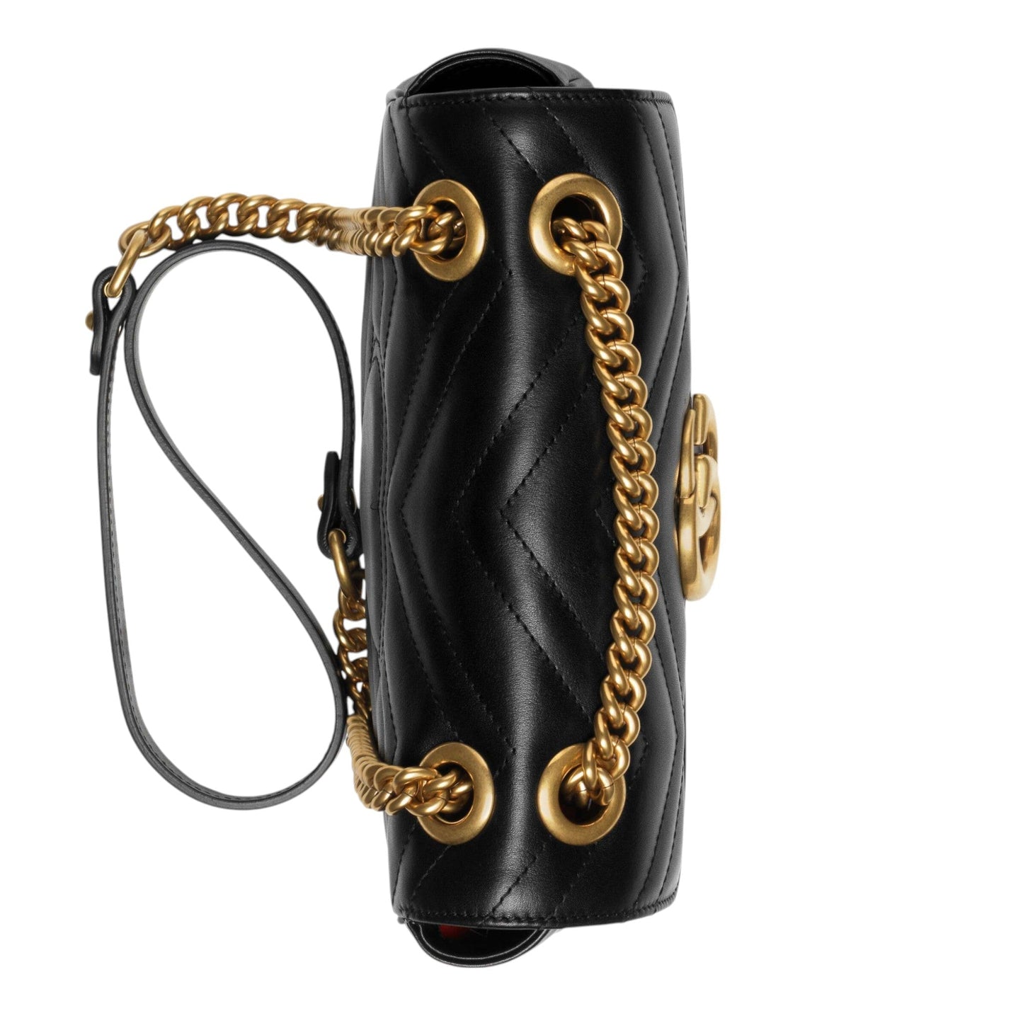 Gucci GG Marmont Shoulder Bag Black Matelassé Chevron Leather
