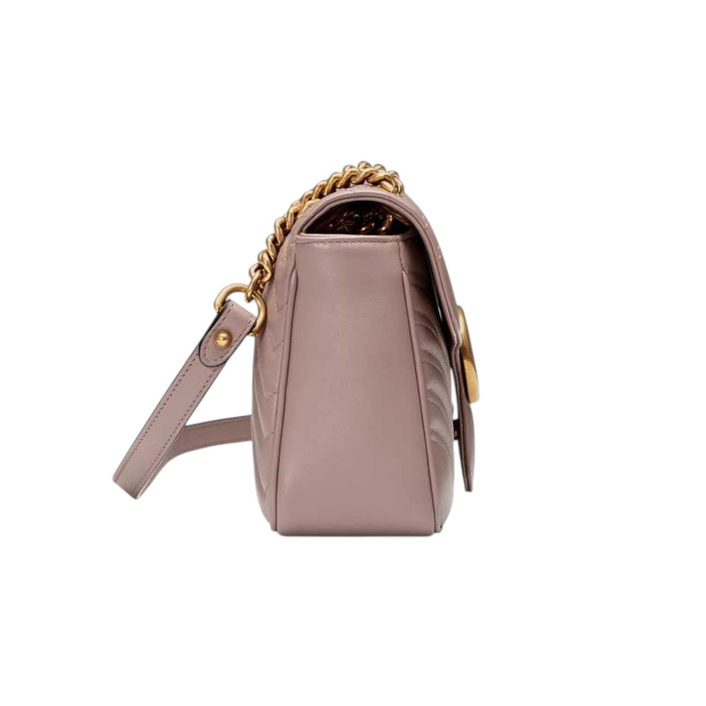 Gucci GG Marmont Shoulder Bag Dusty Pink Matelassé Chevron Leather