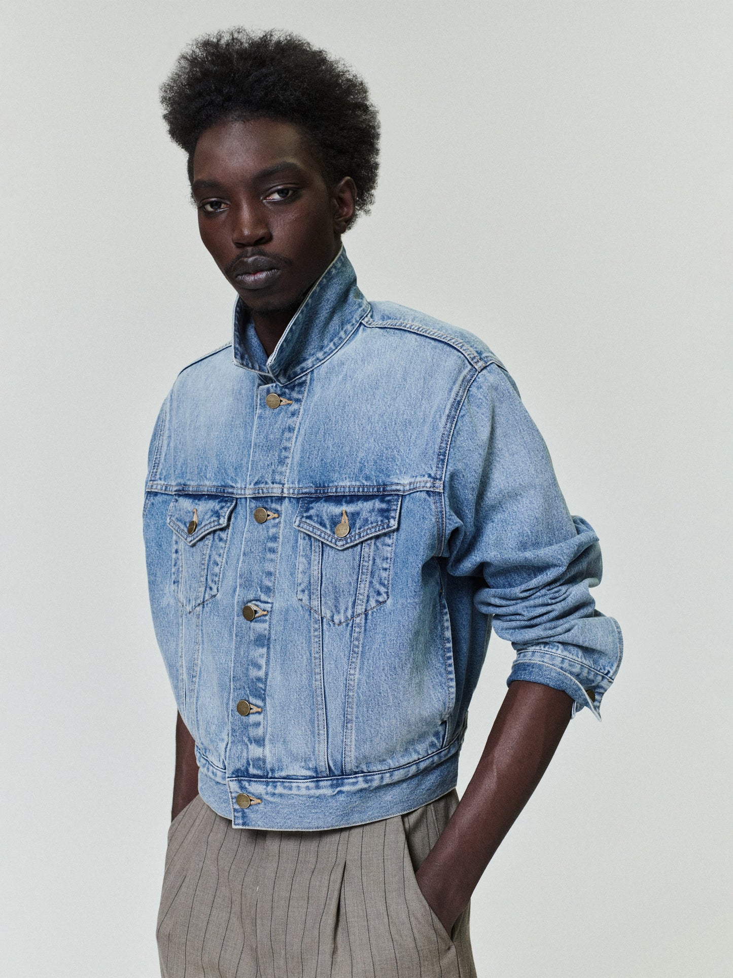Fear of God Denim Trucker Jacket – Light Indigo, Men's Cropped Fit
