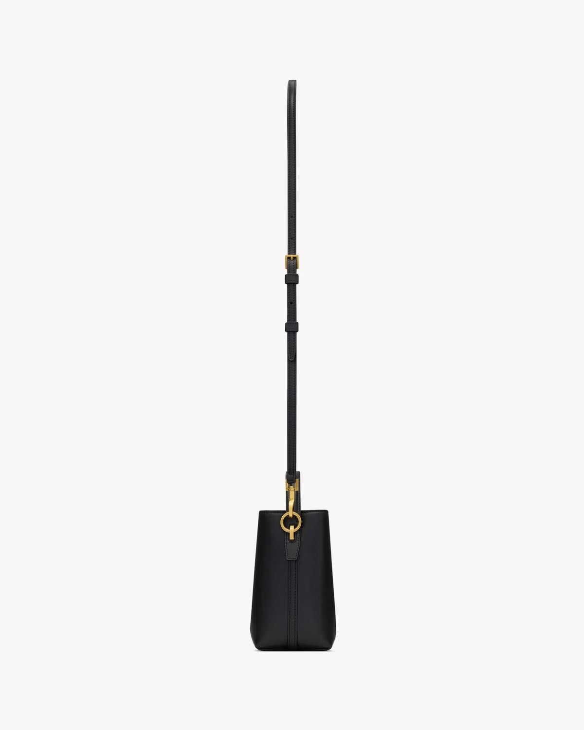 Saint Laurent Le 37 Mini bucket bag in Black - detail view of hook closure