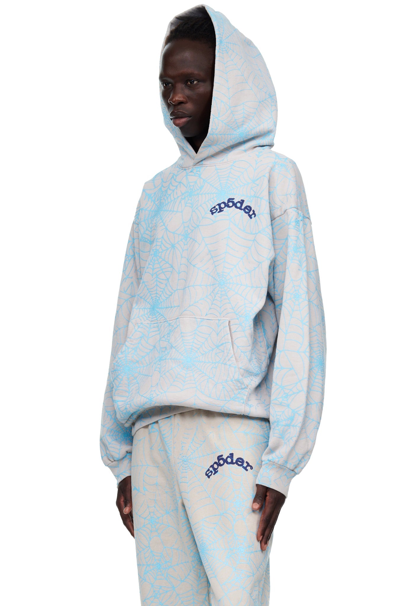 SP5DER AOP Web Hoodie – Grey - Detail View 4