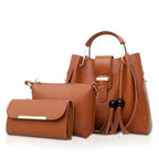 Bag It Alexa 3-Piece Vegan Leather Handbag Set - Brown
