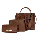 Bag It Alexa 3-Piece Vegan Leather Handbag Set - Chocolate Brown