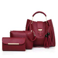 Bag It Alexa 3-Piece Vegan Leather Handbag Set - Maroon