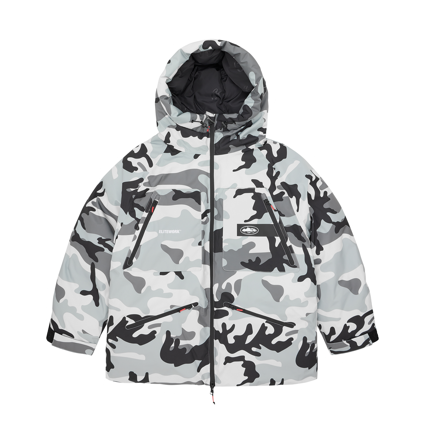 Corteiz Green Nylon Elitework Avalanche Bolo Parka, Arctic Camo