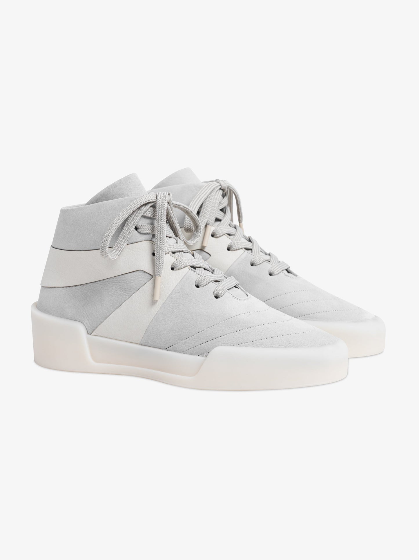 Fear of God Basketball High-Top Leather Sneaker – Light Grey/Off-White, Men's